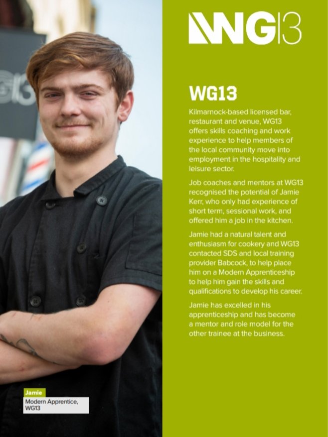💚Just Pubished Today💚

Our WG13 chef Jamie showing Scottish employers the value and benefit of giving a young person a modern apprentice opportunity. 

Well done again Jamie, you have done so well and you continue to impress us 😀

Trainee➡️Modern Apprentice➡️Chef