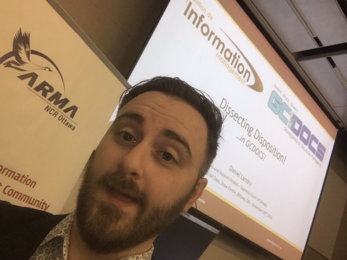 Had a great time talking about Disposition in <a href="/OpenText/">OpenText</a> #ContentServer <a href="/IM_Days/">IM Days</a> with <a href="/ARMA_NCR/">ARMA_NCR</a> ! Talked with many people - let’s keep the dipso conversation going!!