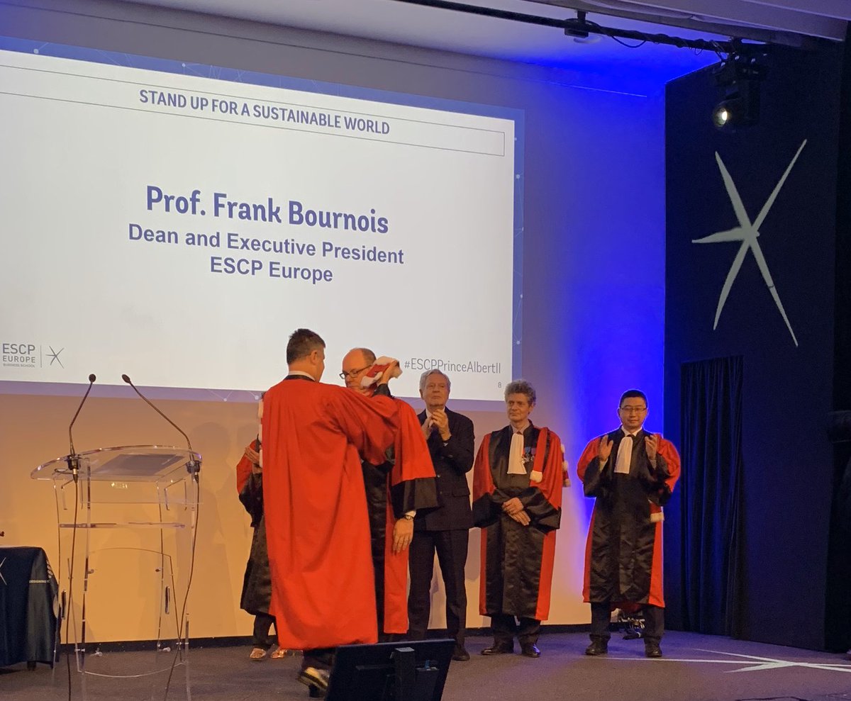 ESCP_bs's tweet photo. .@bournois : « It is a great honour for #ESCP to award the title of Doctor Honoris Causa to H.S.H Prince Albert II of Monaco in recognition of his commitment for #SustainableDevelopment as well as the actions of @FPA2 » @GvtMonaco #ESCPPrinceAlbertII https://t.co/G827YzHup0