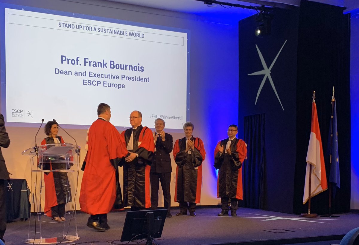 ESCP_bs's tweet photo. .@bournois : « It is a great honour for #ESCP to award the title of Doctor Honoris Causa to H.S.H Prince Albert II of Monaco in recognition of his commitment for #SustainableDevelopment as well as the actions of @FPA2 » @GvtMonaco #ESCPPrinceAlbertII https://t.co/G827YzHup0