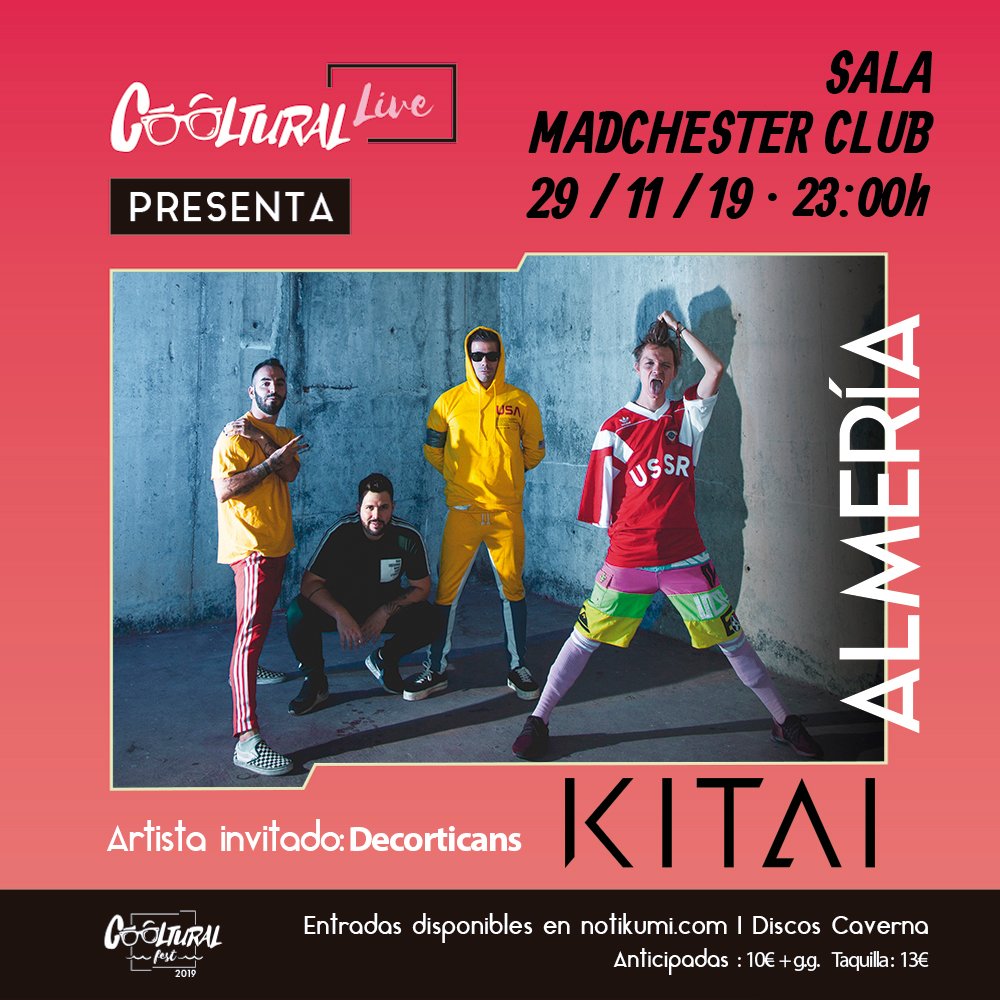 ¿Estáis preparados para recibir el fuego de <a href="/KITAI_Oficial/">KITAI</a> este viernes en Madchester?
🔥🔥
Cada vez que vienen a #Almeria se lía 😈 ¿Te vas a perder el directo del grupo récord guinness?
Entradas disponibles en
- notikumi.com/channel/agenda…
- Discos Caverna Musica 😉