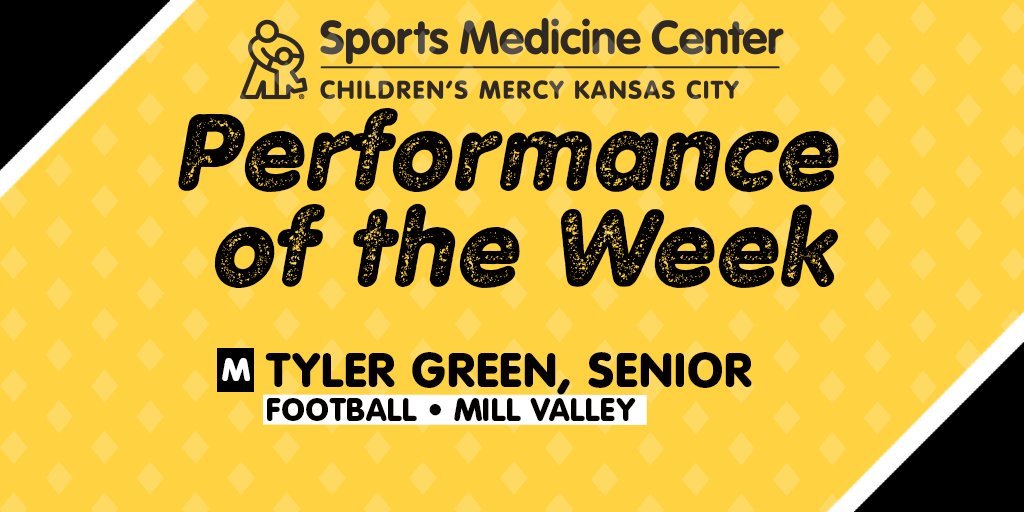 CMsportsmed's tweet photo. Once again, we only have one #KCPrep Performance of the Week winner. Congratulations to @MVJaguar's Tyler Green. @Tyler_Green21, @mvjaguars, @millvalleynews

Submit nominees here: https://t.co/T8wkF66sEW #CMSportsMed #PlayHealthyKC https://t.co/beV8qknTmF