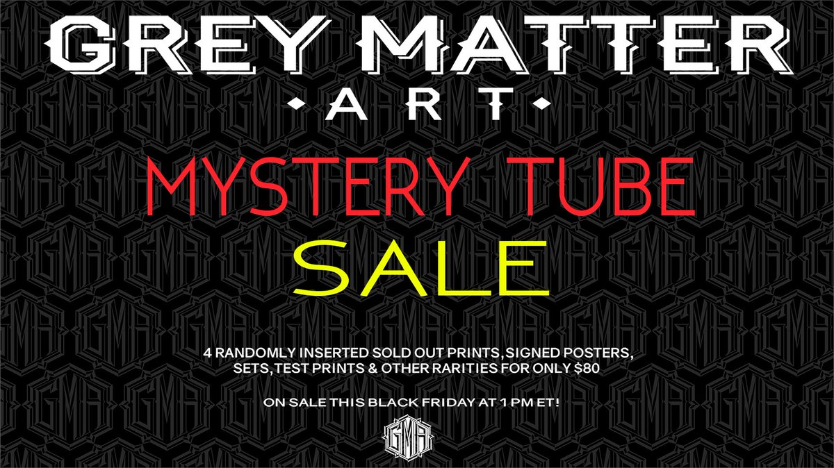 GreyMatterArt's tweet photo. Happy Holidays, Everyone! The 2019 GMA Mystery Tube Sale Goes On Sale this Friday at 1 PM ET! For full details, head over to https://t.co/PvvDTHFAdd

#movieposters #filmposters #art #artists #comicposters #comics https://t.co/kRRdbwpJfi