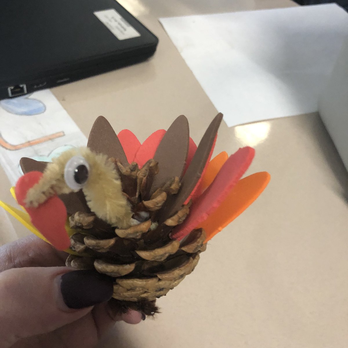 Super cute pine cone turkeys taking over 5th grade.