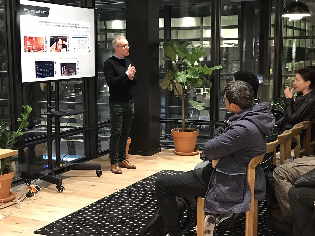 AnthonyQuigley's tweet photo. There’s @brianojee of @CodersInstitute giving welly (which actually means explaining in detail what a Full Stack Developer is and how employers around the globe 🌎 are searching for qualified developers) in #Stockholm https://t.co/xVioclFJPa