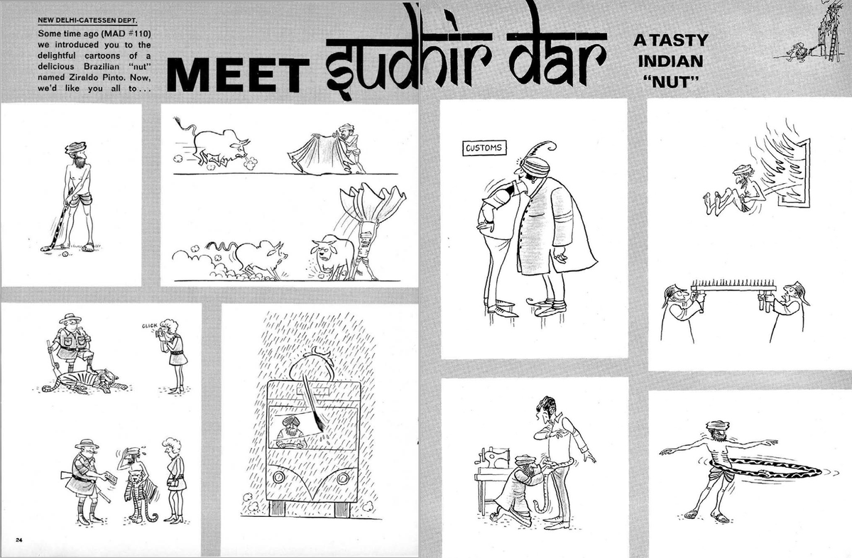 MADmagazine's tweet photo. RIP Sudhir Dar, MAD's "Tasty Indian 'Nut'"!

New Delhi-Catessen Dept. 
MAD #147, December 1971 https://t.co/gsE6BWqcjC