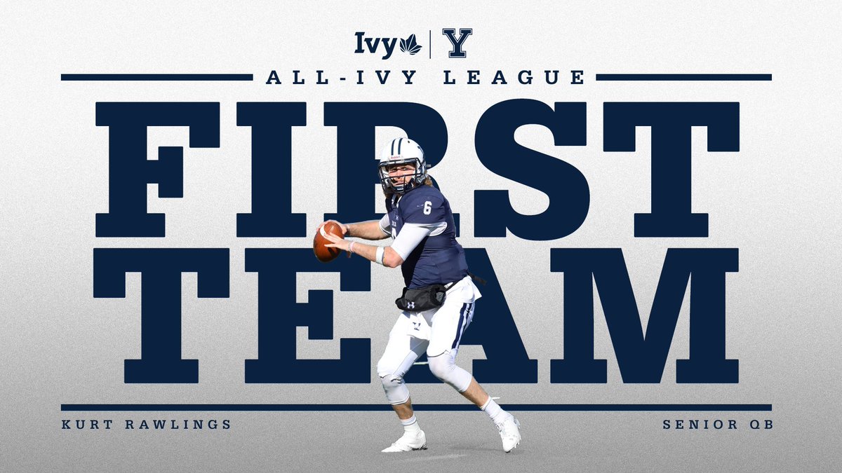 yalefootball's tweet photo. QB1... UNANIMOUS First Team All- @IvyLeague! 

Kurt Rawlings led the league with 27 TD passes, 300.2 passing yards per game and a 163.5 efficiency rating!

#ThisIsYale | #Team147 https://t.co/leDKtpBJlE