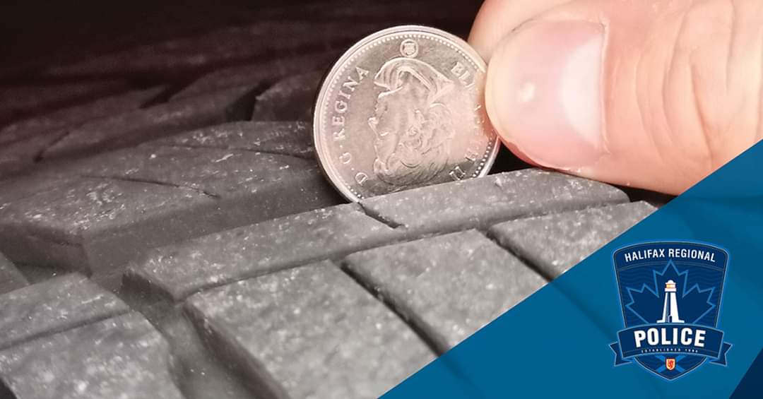 Winter safety tip via HRP: "HRP want you to check your tire tread ahead of winter driving. If you don’t have a depth gauge tool, use a nickel to measure tread. Insert the coin with the Queen’s head facing down. If you can see the top of her hair, your tire needs to be replaced."