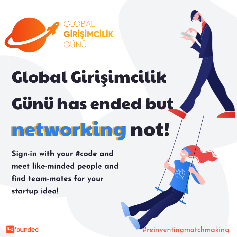 YTU Global Girisimcilik Günü has ended but networking not! Sign-in with your #code and meet like-minded people and find team-mates for your startup idea! 🚀🚀<a href="/ytugirisim/">YTÜ Girişimcilik Kulübü</a> @yildizkulucka #Entrepreneurship #startup #matchmaking onelink.to/founded