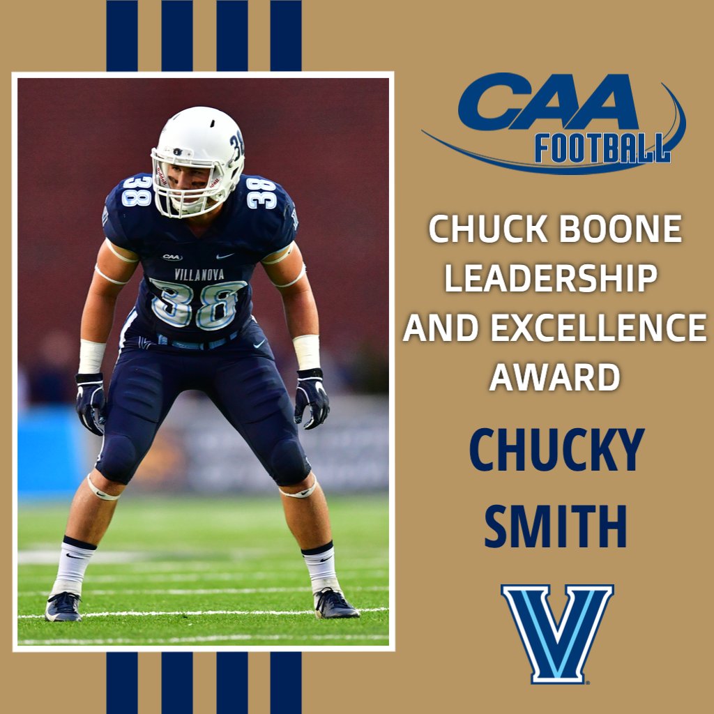 CAA Football (@caafootball) on Twitter photo .<a href="/NovaFootball/">Villanova Football</a>'s Chucky Smith is the recipient of the prestigious Chuck Boone Leadership and Excellence Award, an honor that embodies the highest standards of leadership, integrity, teamwork and sportsmanship in academics and athletics
📰 bit.ly/2DlAC1Y .<a href="/NovaFootball/">Villanova Football</a>'s Chucky Smith is the recipient of the prestigious Chuck Boone Leadership and Excellence Award, an honor that embodies the highest standards of leadership, integrity, teamwork and sportsmanship in academics and athletics
📰 bit.ly/2DlAC1Y