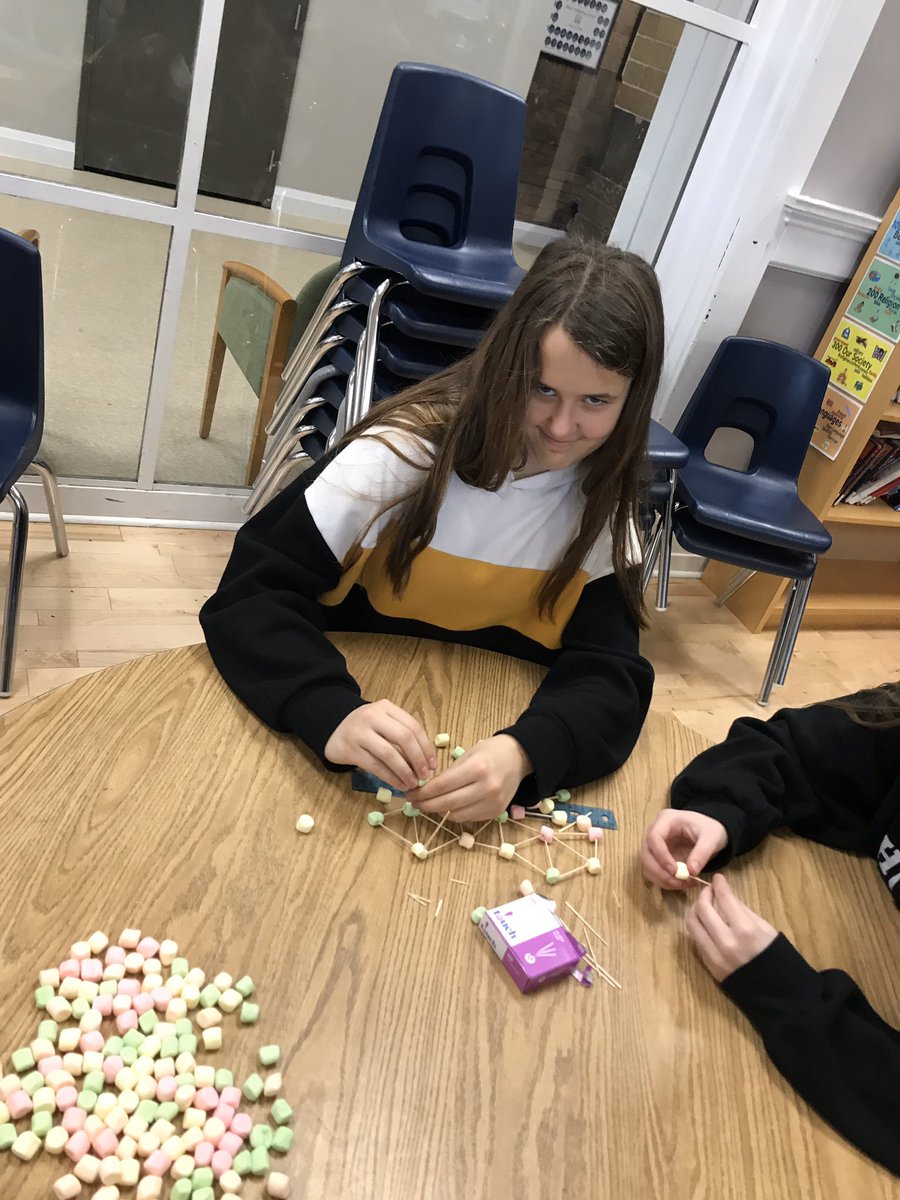 TaraMcFarling1's tweet photo. Building a shelter for Barbie @BallacheyLC using marshmallows and toothpicks @MajorBallachey @GEDSB #designchallenge https://t.co/4tcOvZFb5Q