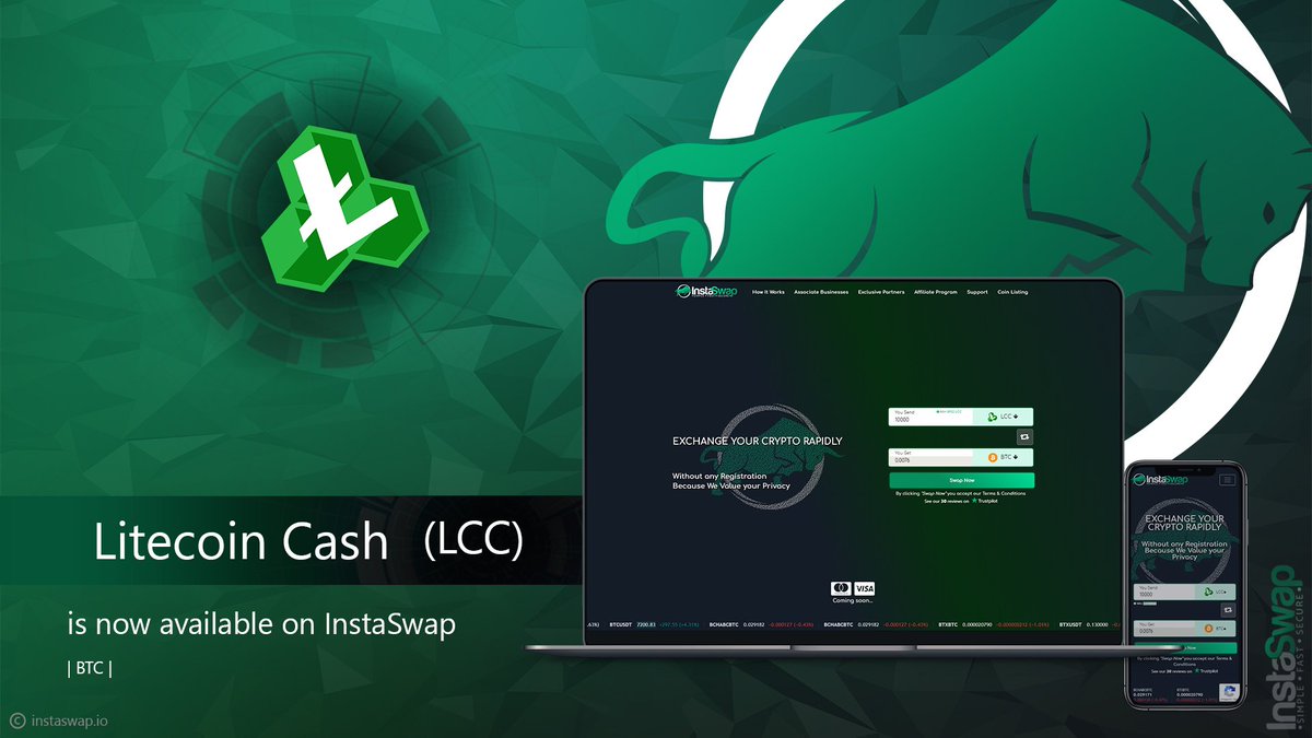 InstaSwap_io's tweet photo. We are in the position to announce our next partnership together with @LitecoinCash! Users are now able to exchange $LCC and during the next week they will have the option of buying with $EUR / $USD / $GBP! Stay tuned and for more read here: https://t.co/rhxl7mzclf https://t.co/ug2uEfdRO8