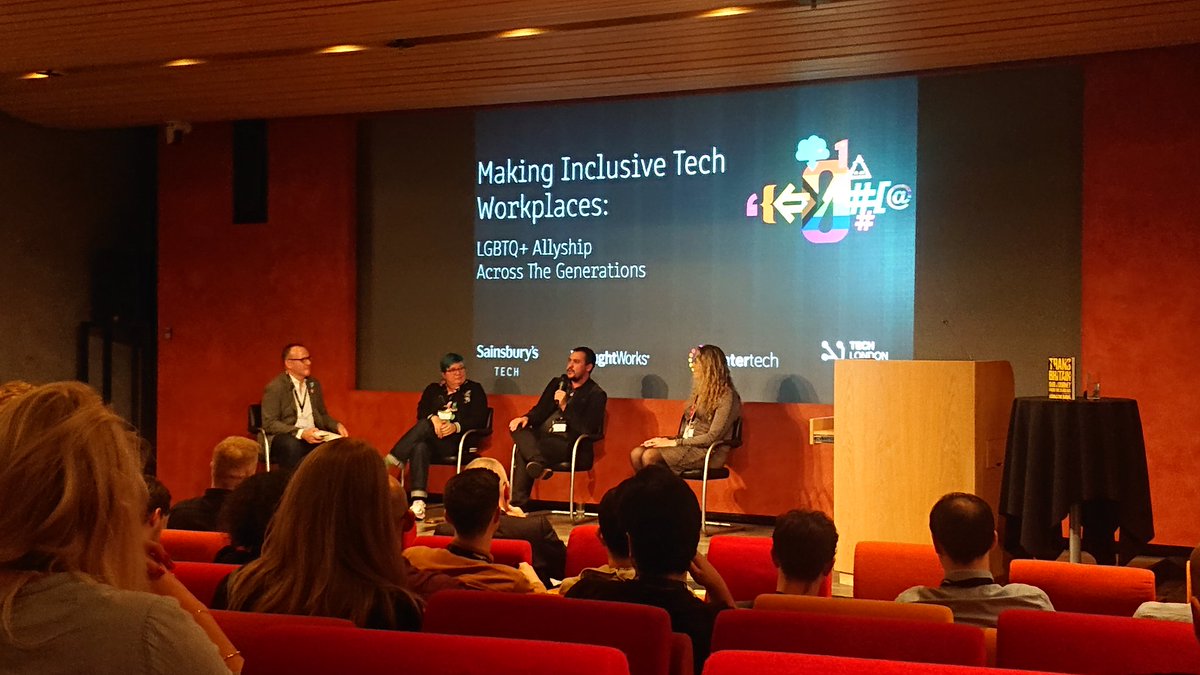 Amy_Lynch's tweet image. Tonights panel on policy vs culture. &quot;Both go hand in hand. Mindset is key-some leaders get why inclusion is important. Others need detailed, structured guidelines. Both are important &amp;amp; needed&quot; @drjharrison &amp;amp; @LengMonty // #SainsburysTech @IntertechLGBT @TechLondonAdv