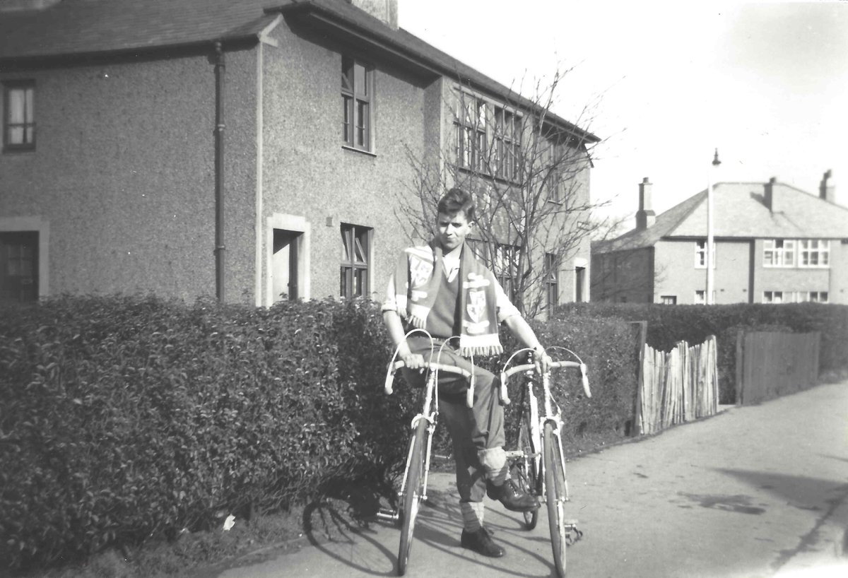I'll throw another one into the mix. Here's my dad with two bikes! The other one belonged to the photographer, Sidney Sheppard. They were about set out from his parents' in Edinburgh, cycling to Firhill Park to watch Hibs take on Partick Thistle. 1948, we think...  #AncestryHour