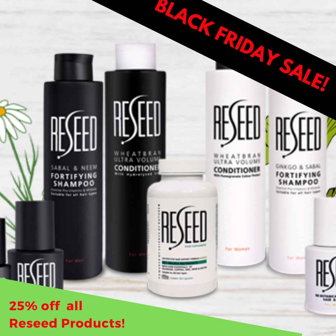 BLACK FRIDAY SALE CONTINUES!
25% off all Reseed products when you buy online. 
Hurry offer ends 1st Dec! buff.ly/2xcq5TQ

#blackfriday #sale #reseedhair #offer #hairproducts #hairloss #healthyhair