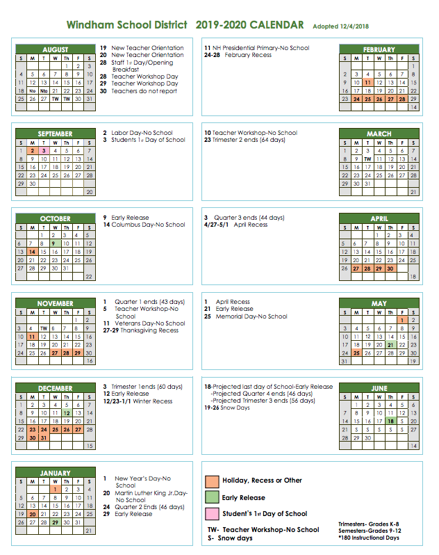 windhamsd's tweet photo. The dates for the 2020 NH Presidential Primary (2/11/20) and the NH State Primary (9/8/20) have been confirmed.  The tentative last day of school for the 2019-20 school-year will now be Thursday, 6/18/20. https://t.co/3DUtVoWfZk https://t.co/EBmf4N7H8X