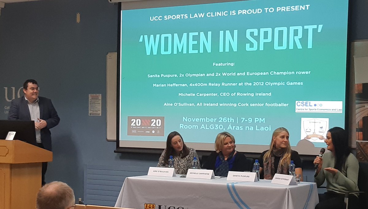 Very insightful points made so far from our guest speakers. #WomenInSport  #20x20  <a href="/AineTerry/">Aine Terry</a>  <a href="/Michelle_McEC/">Michelle Carpenter</a>  <a href="/SanitaPuspure/">Sanita Puspure OLY</a>  <a href="/RowingIreland/">Rowing Ireland</a>  <a href="/LawUCC/">UCC School of Law</a>