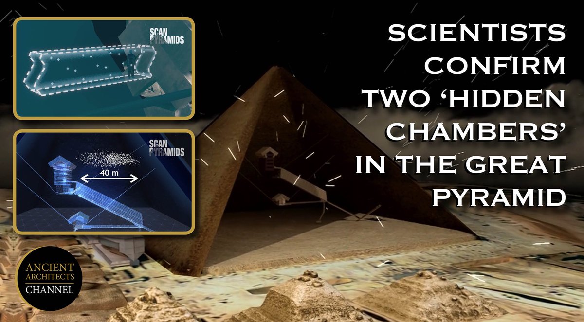 AArchitectsYT's tweet photo. **NEWS** Scientists Confirm Two ‘Hidden Chambers’ Inside the Great Pyramid with New Muon Scans. Watch now and please subscribe: https://t.co/cyedn2HEnG https://t.co/3SHFKSRDfX