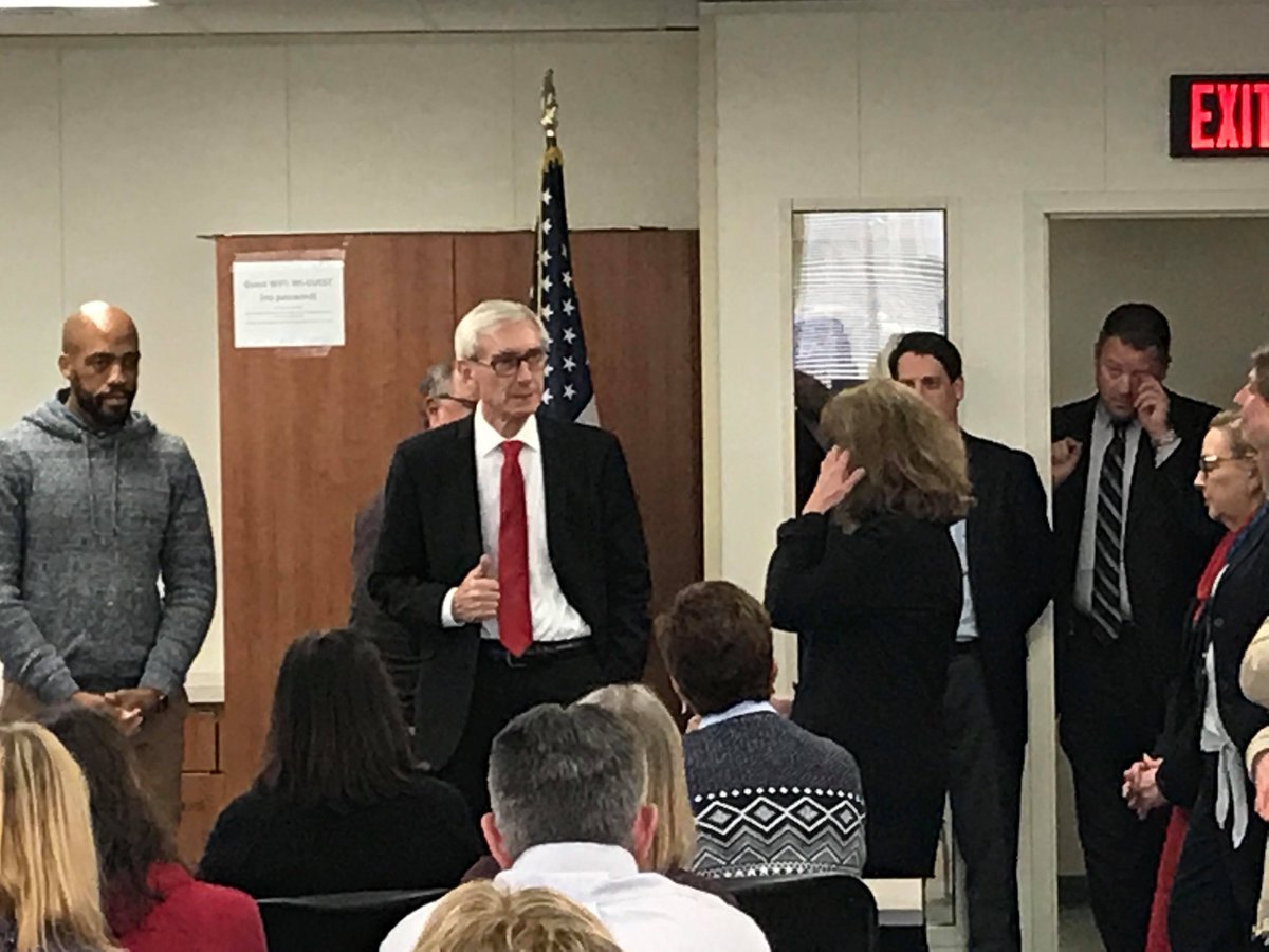 wisconsinoci's tweet photo. It’s always a great day when @GovEvers and @LGMandelaBarnes stop by the office to thank state employees for their work! #GovernorEvers #wisconsin https://t.co/YC8ReKl0pM