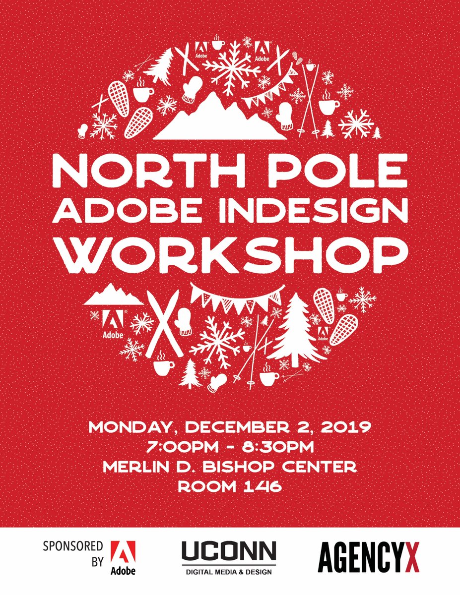 UConnDMD's tweet photo. Join us in Bishop 146 at 7pm on Monday, December 2nd for an Adobe InDesign workshop. We will show you how to create the perfect holiday card! We hope everybody has a great Thanksgiving, and look forward to seeing everyone back on campus!
#AdobeCCN @AdobeStudents #sponsored https://t.co/gOxLctRwOf