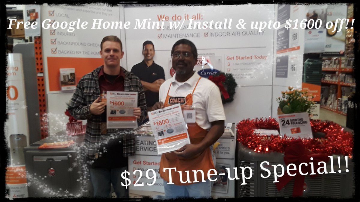 Black Friday Specials have been conveyed to the Associates!! We are ready!! Come visit our Oxnard &amp; Camarillo locations for the best deals of 2019!!  
#Thdhvac #BlackFriday2019
#FreeGoogleHome
<a href="/AirSouthland/">Southland Heating & Air</a> <a href="/HomeDepot/">The Home Depot</a> <a href="/DianeLizette/">Diane Avila</a>
