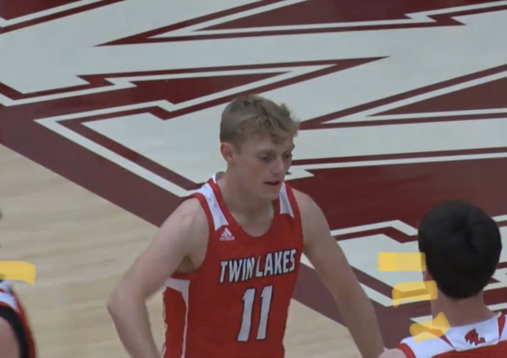 TwinLakesFball's tweet photo. Twin Lakes Football players out in full force for @TLBasketball tonight with #11 Lewis Dellinger (@LewisDell12) making plays! #TLFootball #GoBigRed #MultiSportAthlete https://t.co/MxnhWRAOyW