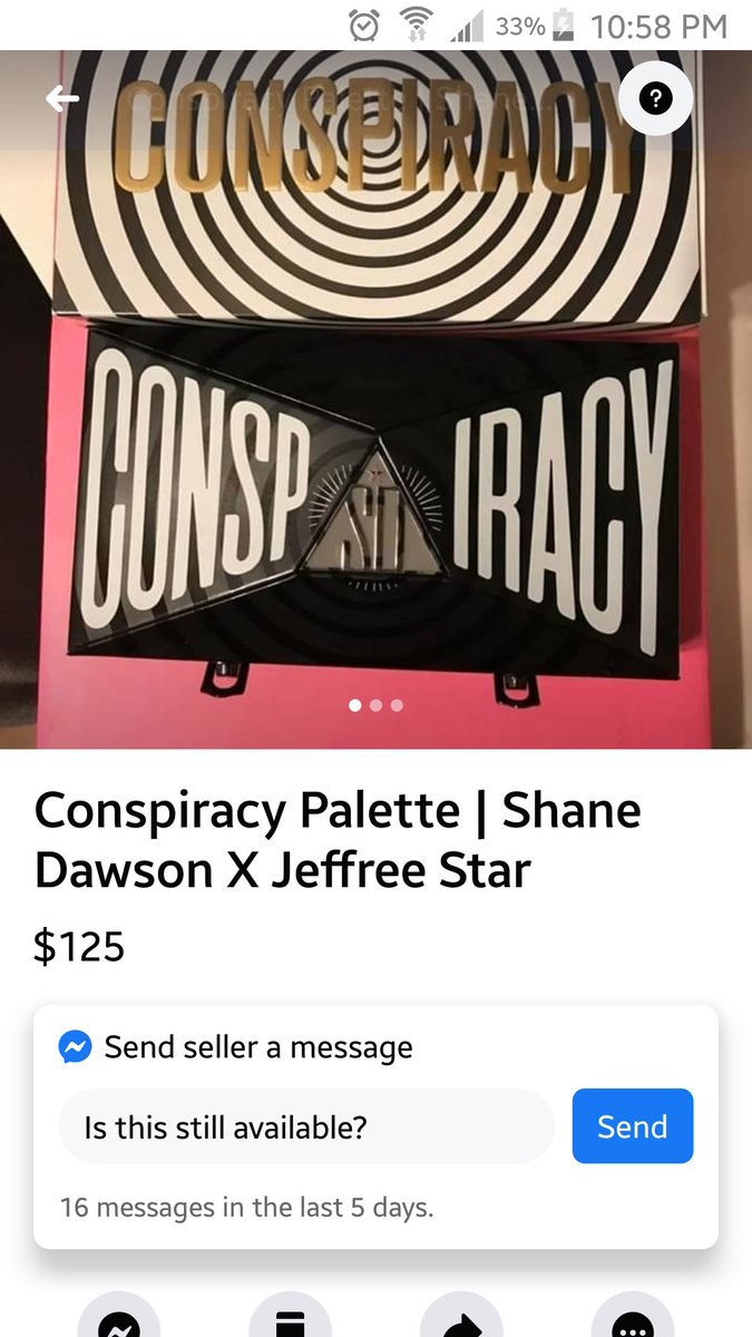 bethmoore0160's tweet photo. #jeffreestarxshanedawson  #JeffreeXShane  #ShaneDawsonXJeffreeStar  #ShanexJeffree  #ConspiracyPalette   #Jeffreewhatthefuck @JeffreeStar @shanedawson 
I seriously came across this on my facebook Market place, and I was like "WHAT?!" Is this even real? Like, $125!? 😥🤑🙃 https://t.co/yzQGxrsV5k