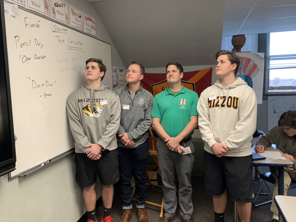 Alumni members Jack “two-word” Williams, former counsel Christian “pooch” Piccioni, And former historian Sam “allergy day” Williams stop by Latin 4’s class today. The test was not canceled after the alumni members and current Latin scholars urged Doc to cancel it. #notrips
