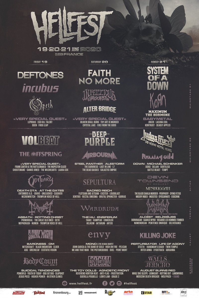 Season of Mist is pleased to announce that we have EIGHT bands performing at <a href="/hellfestopenair/">Hellfest Open Air Festival</a> 2020! Congrats to <a href="/ABBATHband/">ABBATHband</a>, Gaahls WYRD, <a href="/MiseryIndex/">Misery Index</a>, <a href="/NumenoreanBand/">Numenorean</a>, REGARDE LES HOMMES TOMBER, <a href="/AthanatoiEste/">Rotting Christ</a>, <a href="/Necrowretch/">Necrowretch</a>, and The Great Old Ones!!