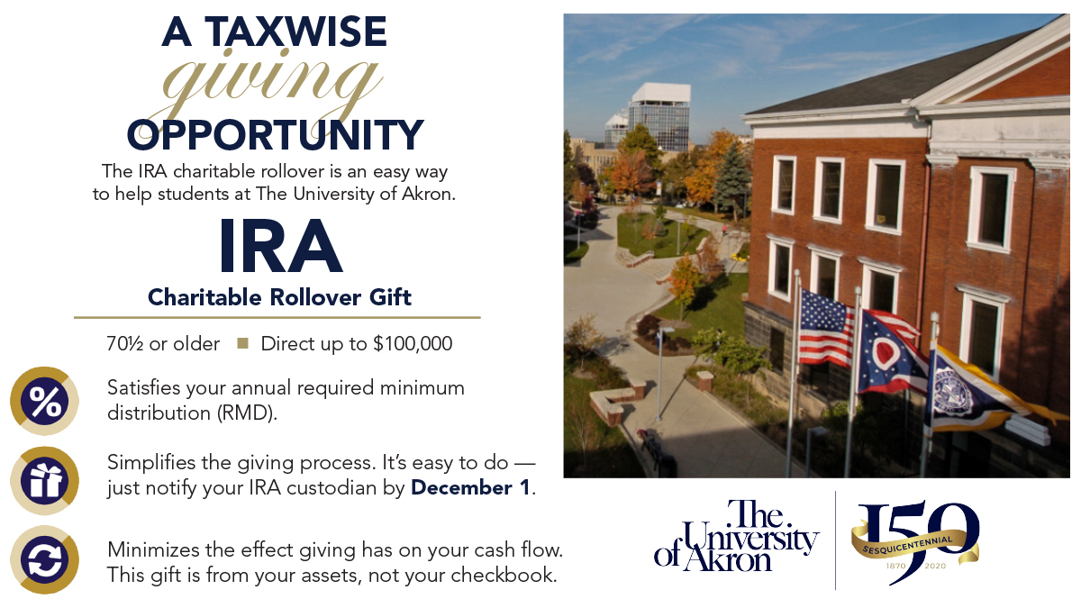 UAgives's tweet photo. Are you 70½? If you haven’t taken your required minimum distribution, an IRA Charitable Rollover is a GREAT way to reduce taxable income &amp; change a student's life! Learn more about this taxwise way to give: https://t.co/nvkyuXVobL #IRArollover #ForeverAZip https://t.co/TrF7uuo9Rw