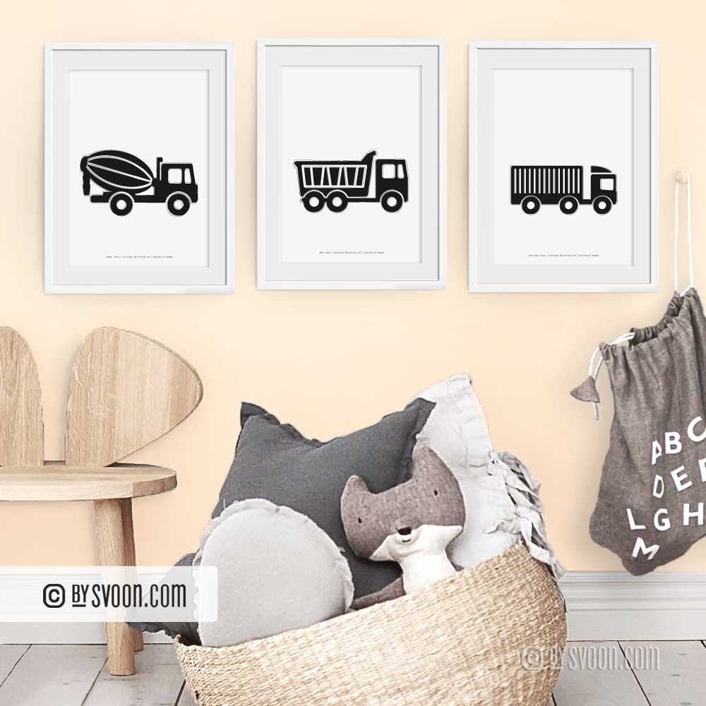 #DumpTruck (middle) #CementTruck (left) #ContainerTruck (right) #WallArtPrintable, #TruckPoster, Black & White, #TipperLorry #ConstructionTruck #Vehicles #Kids, #DigitalDownload #BoysRoom etsy.me/2rr3Zgs #bySvoon #simpledoesit #prints #instantdownload #Minimal