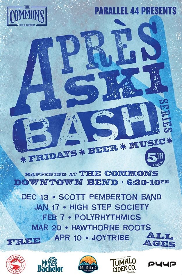 <a href="/P44Presents/">Parallel 44 Presents</a> is very excited to be a part of the <a href="/mtbachelor/">Mt. Bachelor</a> &amp; <a href="/thecommonsbend/">thecommonsbend</a> Apres Bash Concert Series this winter! Grab the gang because all of these shows are #free &amp; #allages!