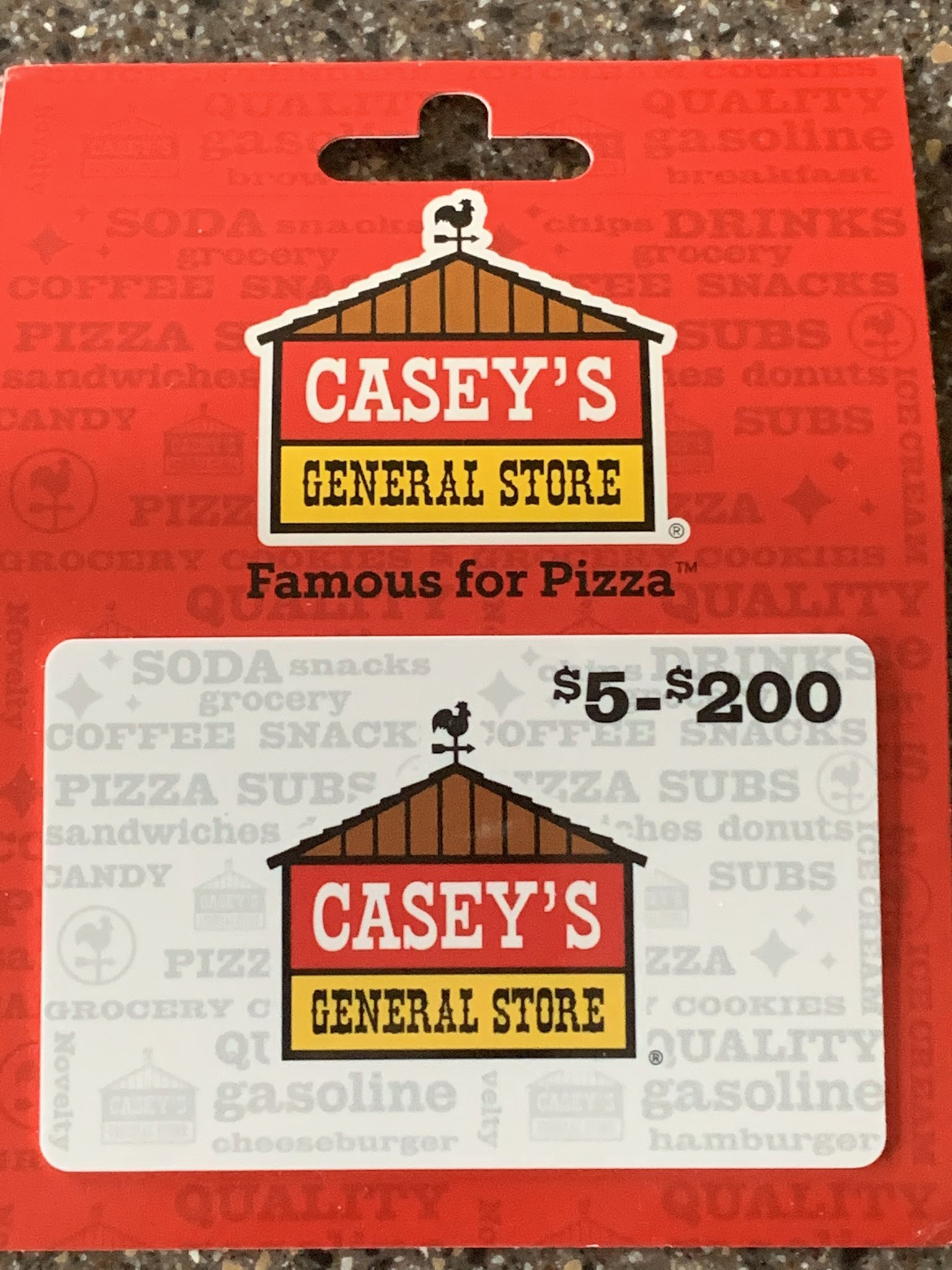 Casey's gift clearance card