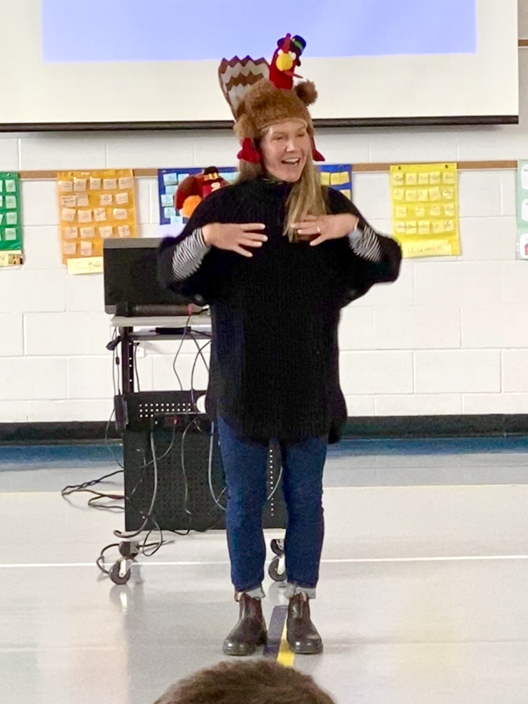 YarmouthRowe's tweet photo. Our Community Meeting this morning was hosted by Mrs. Lemay’s and Mrs. Elder’s kindergarten classes with a focus on gratitude. Teachers shared one thing they are grateful for and we sang the ever popular Mrs. Turkey Bird song. #rowelearns #thanksgiving2019 #mrsturkeybird https://t.co/faOATeqsbX