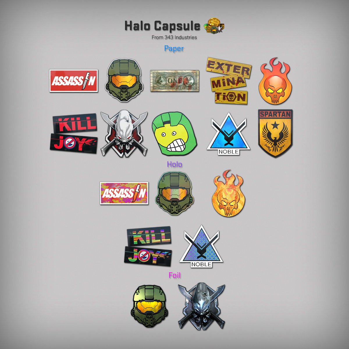 Cs Go Today We Re Excited To Ship The Halo Sticker Capsule In Cs Go As An Added Bonus Users Who Purchase And Play The Master Chief Collection On Steam Will Receive An