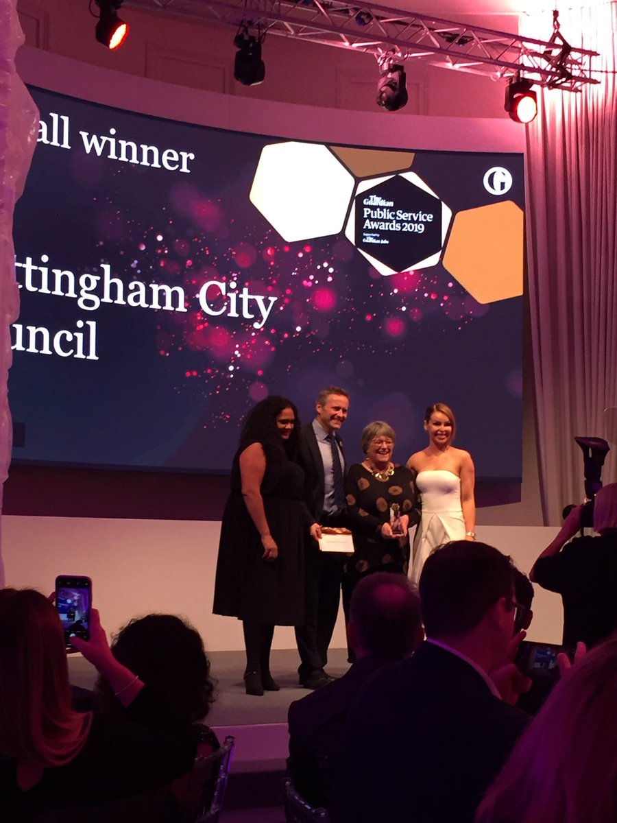 christina_l_w's tweet photo. “I’m an ex geography teacher who’s been banging on about climate change for years and no one listened” - tonight @nottinghamcity won the public service award for their work reducing carbon emissions - putting them on track to be carbon neutral by 2028 💥 🌍 🌱#actnow #PSA2019 https://t.co/buqk9HEAq2