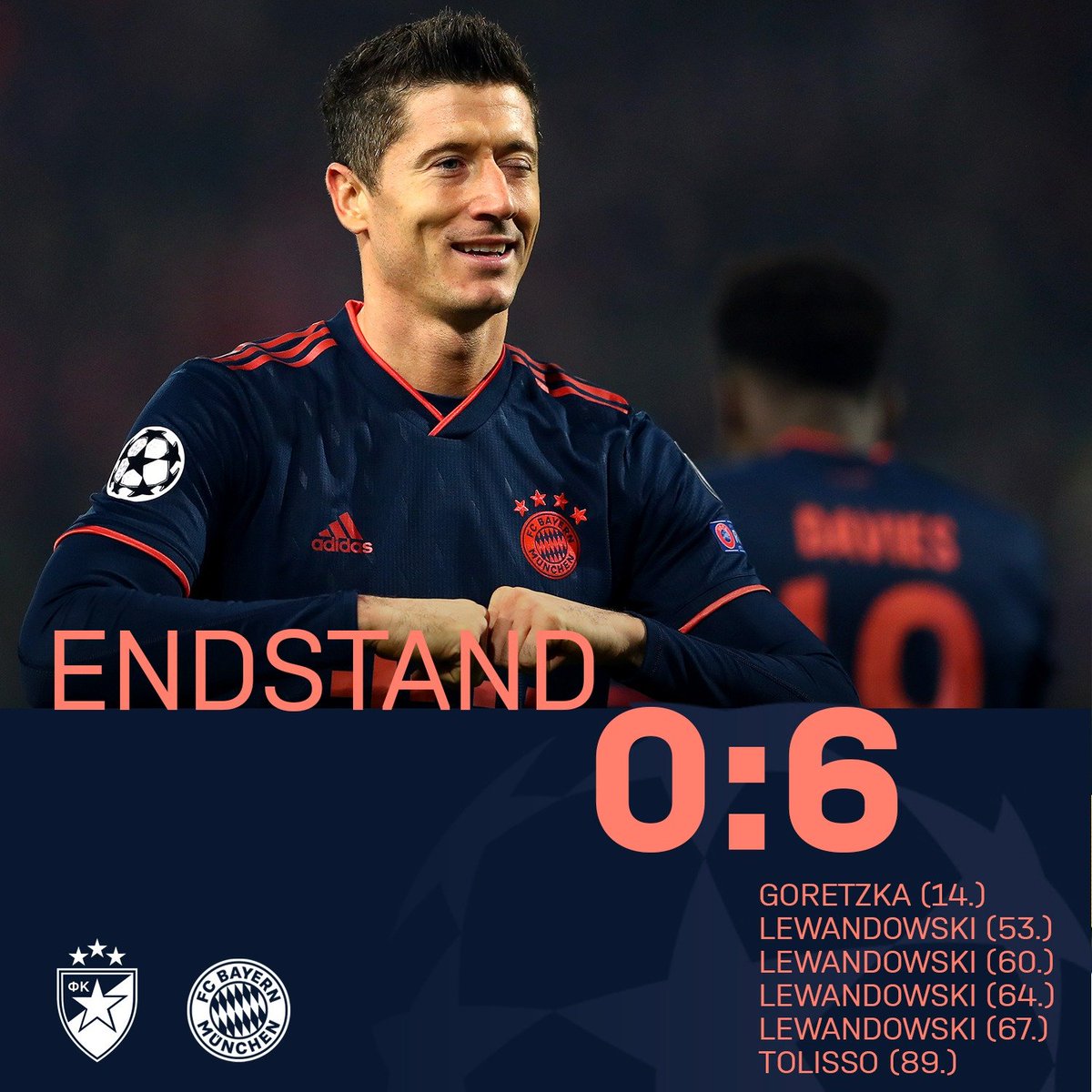 FCBayern's tweet photo. Schluss in Belgrad. #FKCZFCB https://t.co/QHJg6nrnNh