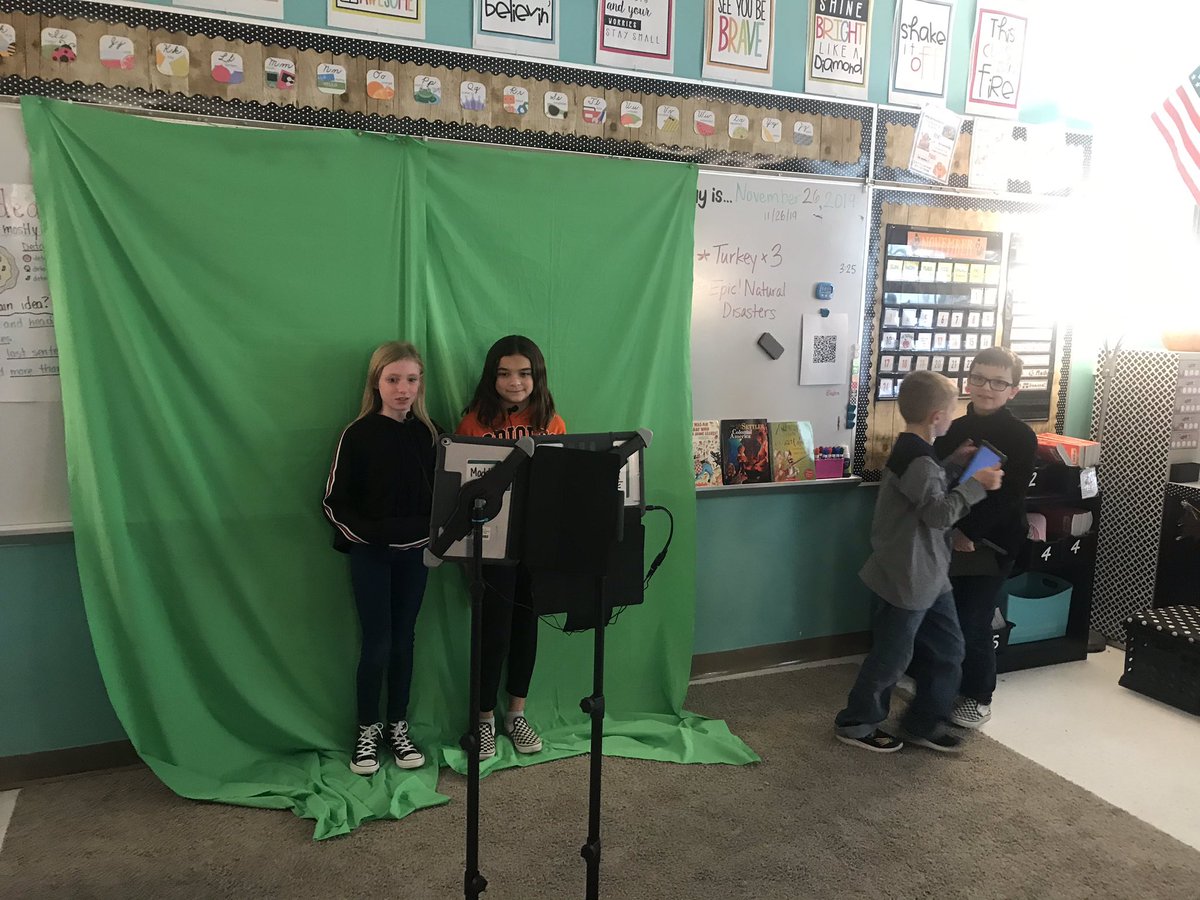 Today I got to help Miss Wagoner’s clas with their green screen news cast. The girls are filming & the boys are scanning a QR code with video directions on how to complete the iMovie. These kids were awesome to work with!! They were prepared jumped right in to help their peers.