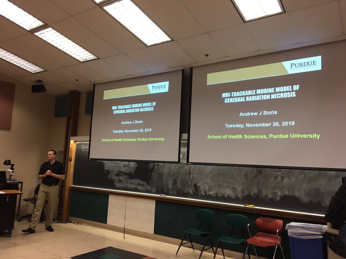 drmcilrath's tweet image. Two of my partners in the @cjpt_mri lab presented their research in seminar at Purdue University this evening. Great job guys!!! 👍 #brainradiationinjury #mousemodeling #pigmodeling #medicalphysics #Purdue