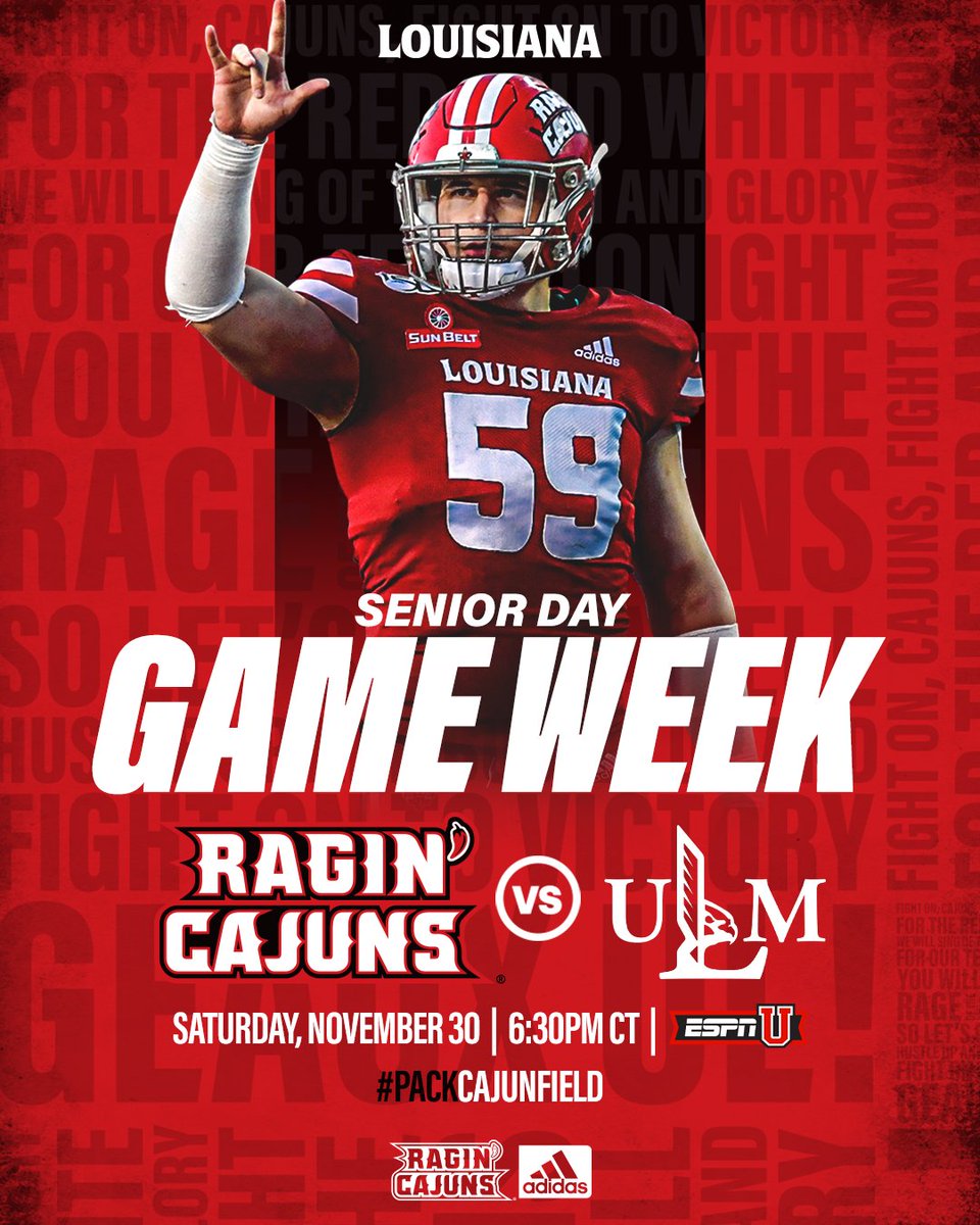 CajunDreDog's tweet photo. WE'RE ON NATIONAL TV IN PRIMETIME BABY!!!!!!
#PackCajunField #BeatULM
ARRIVE EARLY
WEAR RED🔴
BE LOUD🔊
STAY LATE
#GeauxCajuns #WeAreLouisiana #RaginCajuns #CajunNation #ULMvsLA #ULMhateWeek https://t.co/DiZGKUop6e