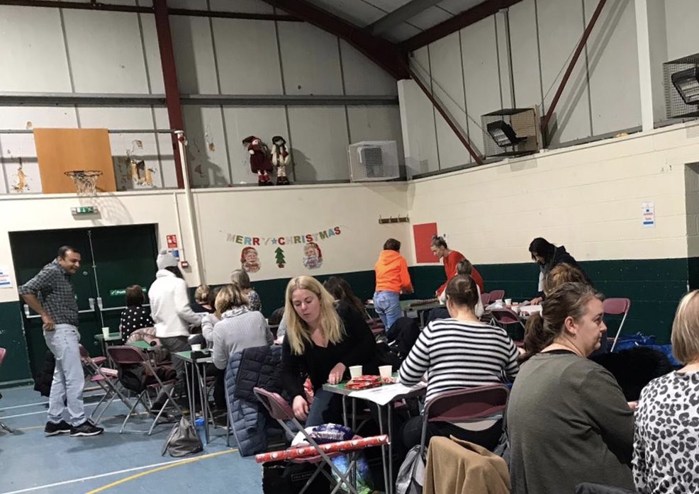 HamptonPrimary's tweet photo. The Christmas Elves were out in #hampton Methodist church tonight wrapping presents for the children at Hampton Infants. Thanks to @GriffinstevensP for supplying the refreshments to help the elves wrap with Christmas Spirit.. https://t.co/noxfdVNaOQ