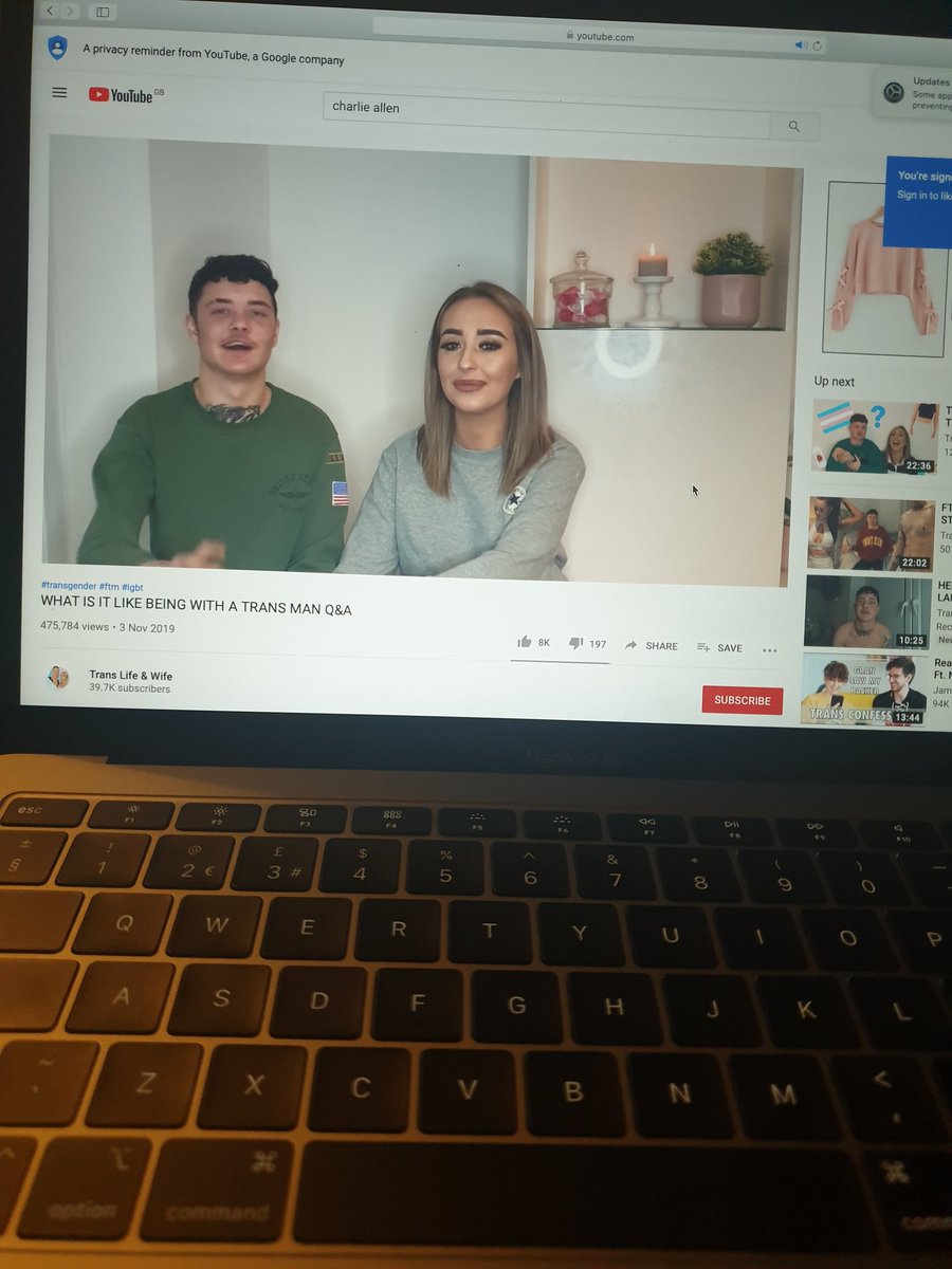 JacquelineGrala's tweet photo. After stalking @Charlieallan164 and his bird for weeeeeeks on insta and Twitter I've finally got round to watching #translifeandwife the love they have for each other melts ma wee heart ๐ฅฐ My boyfriend is trans too ๐โค #twitterfaves https://t.co/adT3qeNE6R