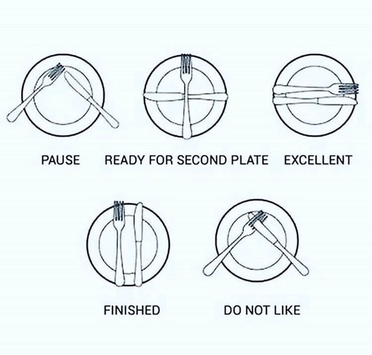 1900nicorix's tweet image. My uncle  put on the dish the cutlery in different way.. I understand it only now .. how many people know these simple rules? How many waiters know this? #oldrules simple and polite