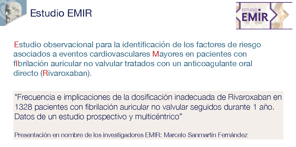 icorvilud's tweet photo. #Enhorabuena a los investigadores #EstudioEMIR, diseño y resultados preliminares recogidos #SEC18 #SEC19 (ver fotos) y #CardioTV de @secardiologia hoy. 
#AFib #Anticoagulacion #Comorbilidades #Mortalidad #Ictus #Rivaroxaban #XANTUS #ROCKET  #foamed #EAC #DOAC #CHA2DS2VASc #2mace https://t.co/lkTvGRl3S2