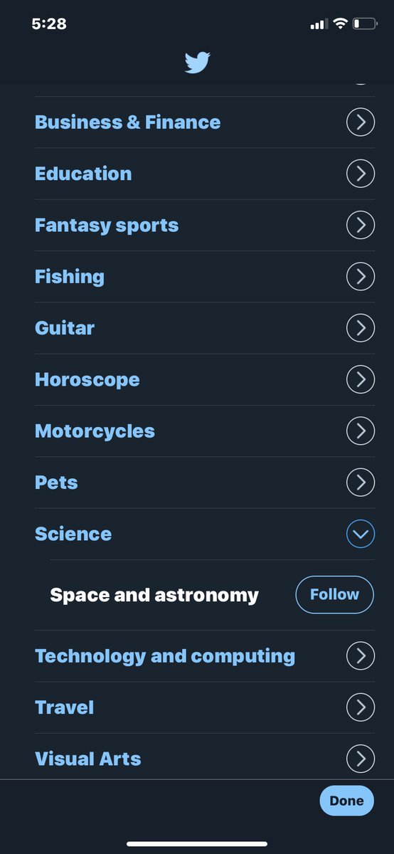divefinatic's tweet image. I do not like this new “Follow Topics” thing.  Click on Science and the only choice is space &amp;amp; astronomy??? 🤷‍♀️  #Twitter #FollowTopics