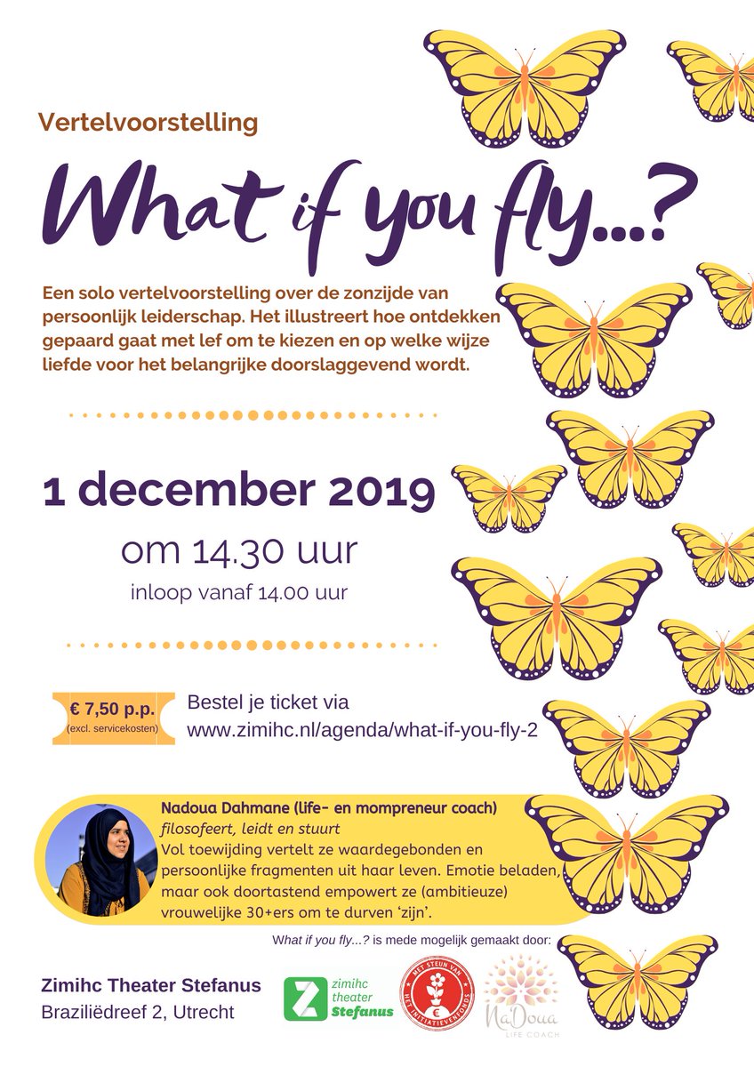 A.s. zondag solo theater over the brightside van persoonlijk leiderschap. Een voorstelling vol persoonlijke verhalen, gericht op vrouwelijke ambitieuze 30+ers (40ers/50ers ook welkom) Bestel je ticket via zimihc.nl/what-if-you-fl… #storytelling #utrecht #echtovervecht #empowerment