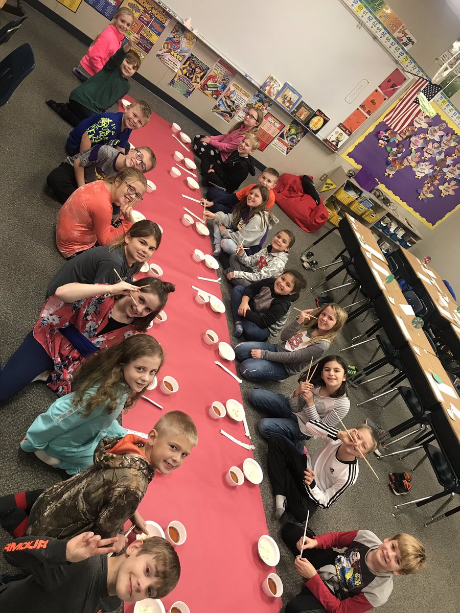 SES_thirdgrade's tweet photo. We ended our Japan unit today with a tea ceremony, practicing with chopsticks, and more! #connectses #bulletpride https://t.co/NB1Jvwn1HD