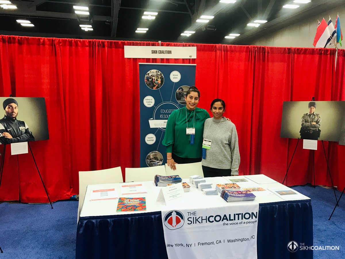 sikh_coalition's tweet photo. Sikh Coalition staff & volunteers shared teaching resources with hundreds of teachers at our booth, which also featured #SikhProject portraits. Additionally, Education Director Pritpal Kaur led a session on teaching about Sikhism through inquiry w/ Dr. Kathy Swan of @C3Teachers. https://t.co/lEx3pNPEjg