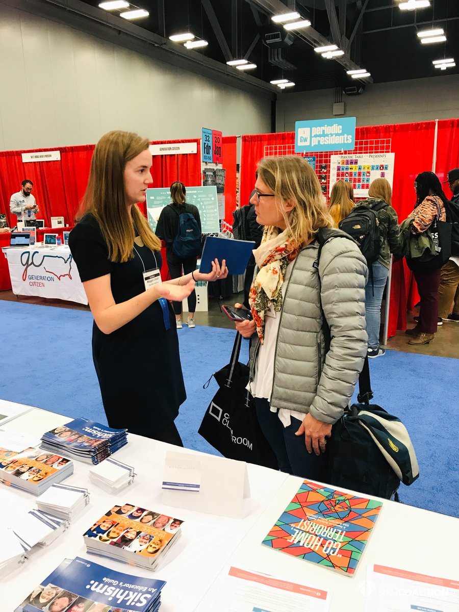 sikh_coalition's tweet photo. Sikh Coalition staff & volunteers shared teaching resources with hundreds of teachers at our booth, which also featured #SikhProject portraits. Additionally, Education Director Pritpal Kaur led a session on teaching about Sikhism through inquiry w/ Dr. Kathy Swan of @C3Teachers. https://t.co/lEx3pNPEjg
