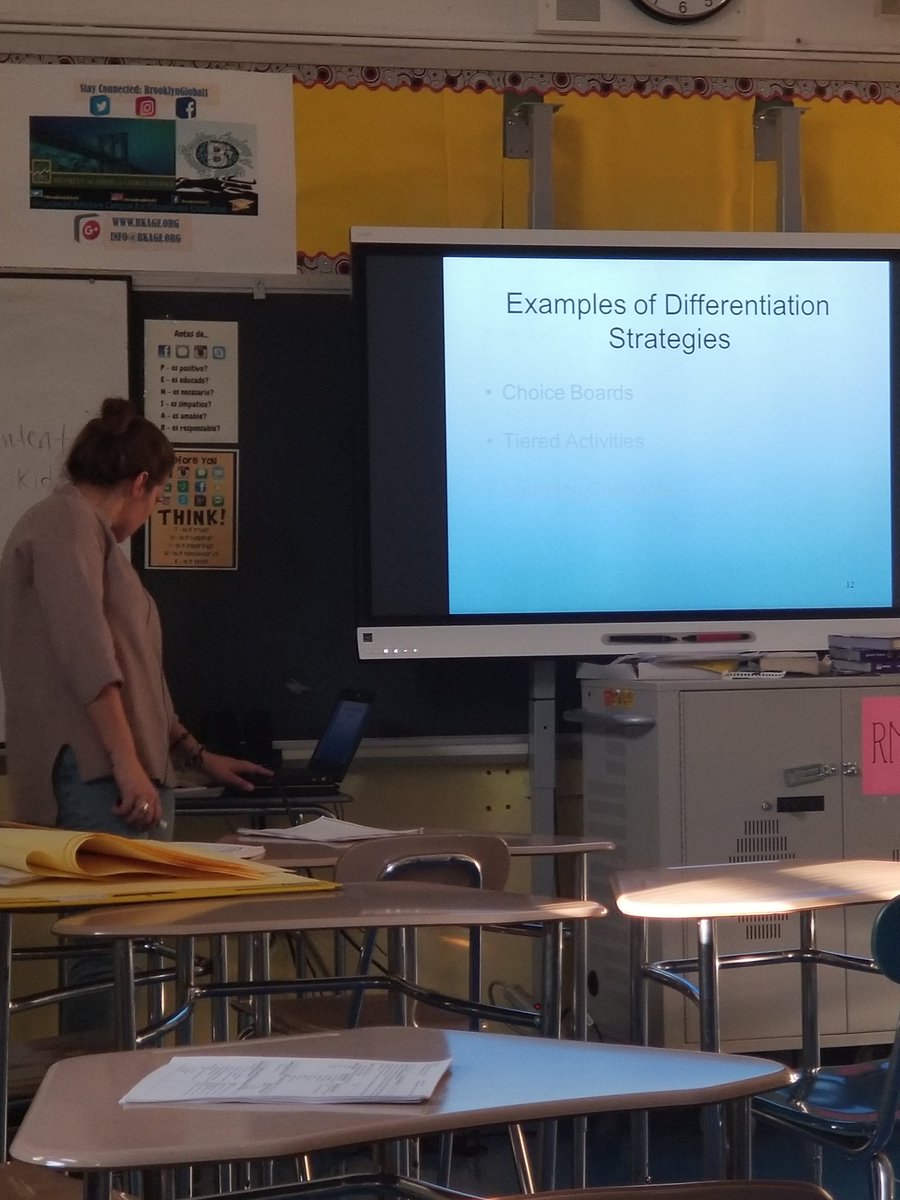 BrooklynGlobal1's tweet photo. Teacher-led PD today on differentiation #sharemyexpertise Shout outs to @MsFilarakos for engaging us in a thoughtful discussion & @DevineBKAGF for supporting with evidence! #knoweverystudentwell #strengthencoreinstruction https://t.co/sV4NcwTO7v